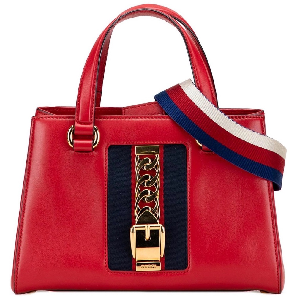 Gucci Sylvia Red leather 2way Satchel with Gold hardware